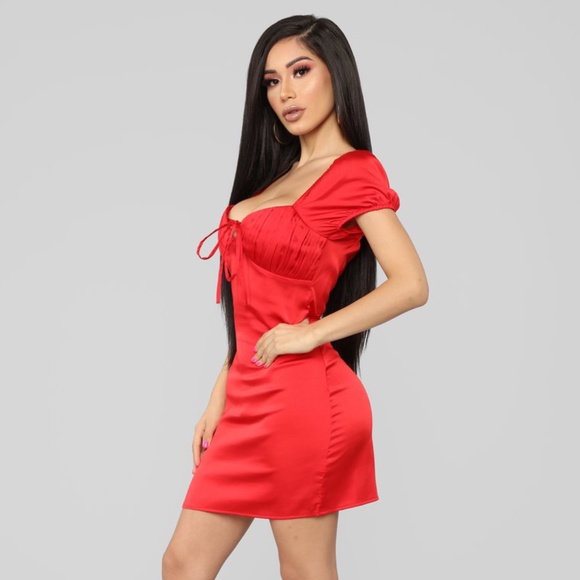 Fashion Nova Dresses & Skirts - ✨SOLD✨Satin Red Dress Fashion Nova Brand New